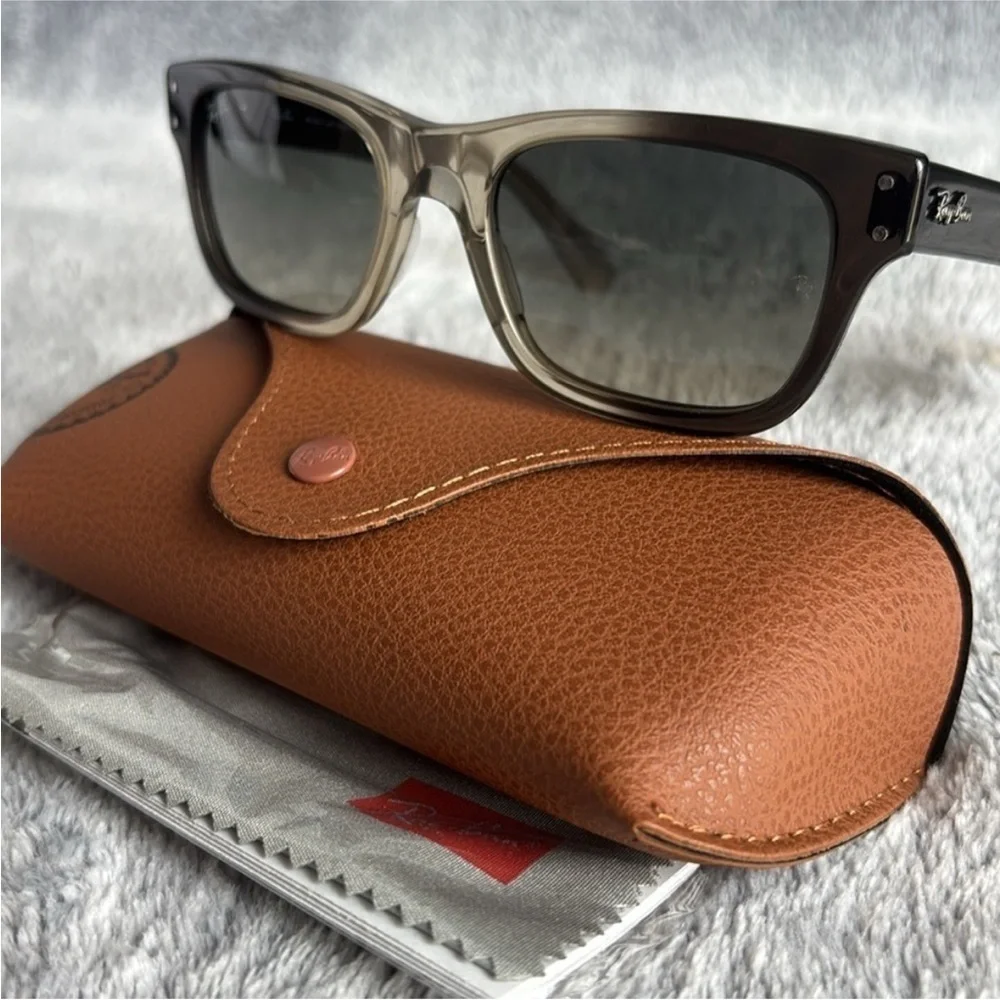 Ray-Ban Mr Burbank 52mm Rectangular Sunglasses in Transparent Grey NWT
